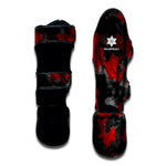 Black And Red Camouflage Print Muay Thai Shin Guard