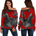 Black And Red Camouflage Print Off The Shoulder Sweatshirt