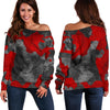 Black And Red Camouflage Print Off Shoulder Sweatshirt GearFrost