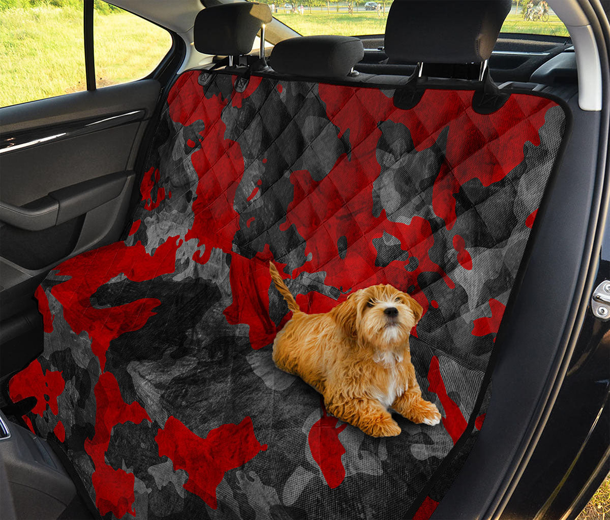 Black And Red Camouflage Print Pet Car Back Seat Cover