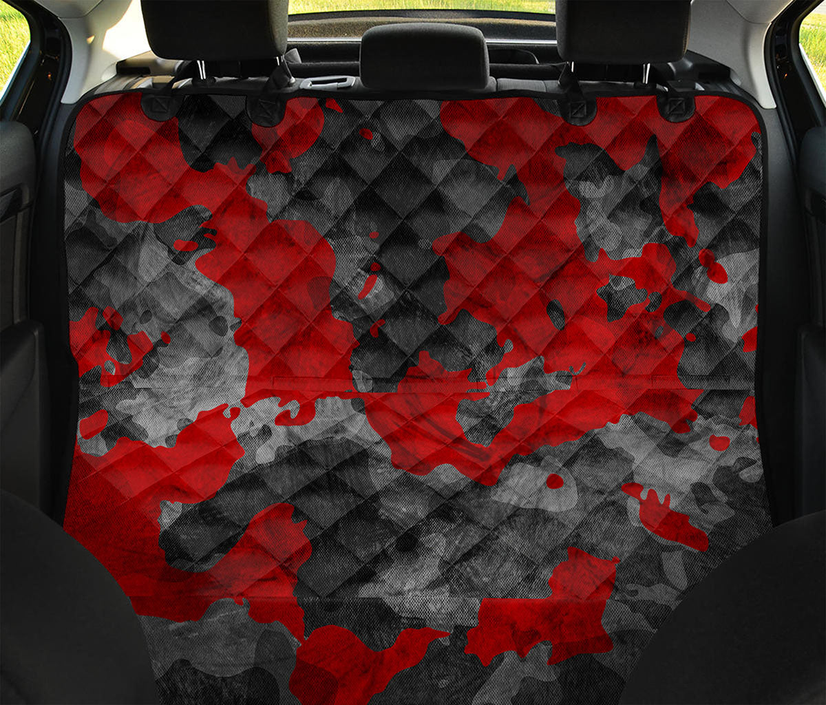 Black And Red Camouflage Print Pet Car Back Seat Cover