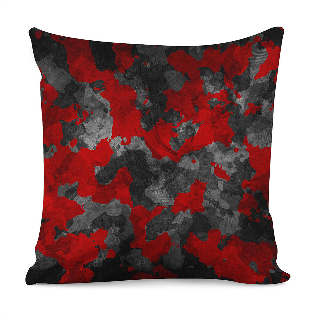 Black And Red Camouflage Print Pillow Cover