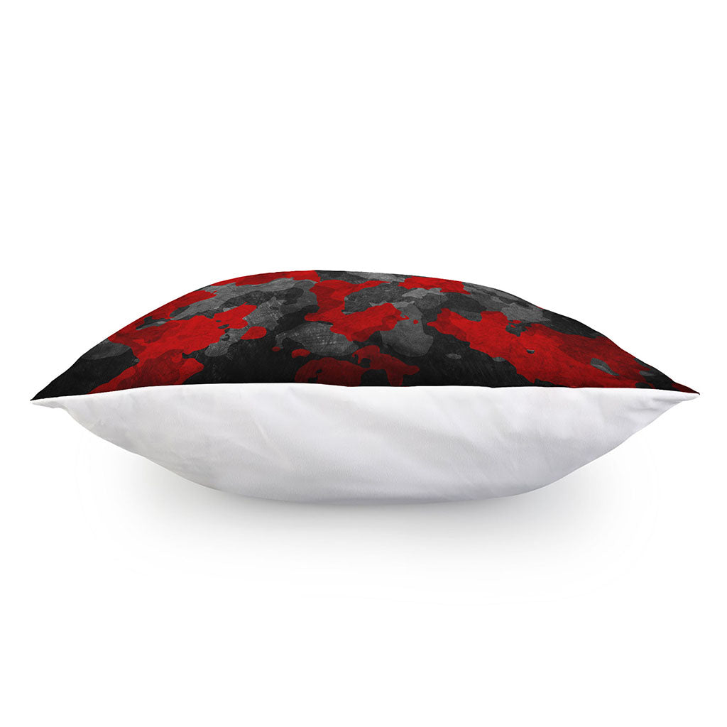 Black And Red Camouflage Print Pillow Cover