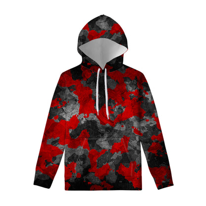 Black And Red Camouflage Print Pullover Hoodie