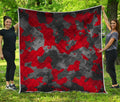 Black And Red Camouflage Print Quilt