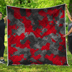Black And Red Camouflage Print Quilt