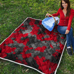 Black And Red Camouflage Print Quilt