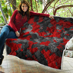 Black And Red Camouflage Print Quilt