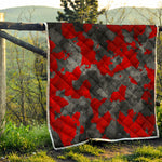 Black And Red Camouflage Print Quilt