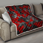 Black And Red Camouflage Print Quilt