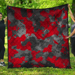 Black And Red Camouflage Print Quilt