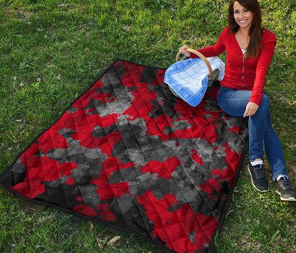 Black And Red Camouflage Print Quilt