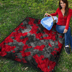 Black And Red Camouflage Print Quilt