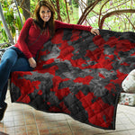Black And Red Camouflage Print Quilt