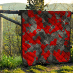 Black And Red Camouflage Print Quilt