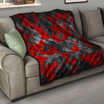 Black And Red Camouflage Print Quilt