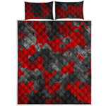 Black And Red Camouflage Print Quilt Bed Set