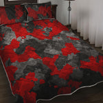Black And Red Camouflage Print Quilt Bed Set