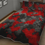 Black And Red Camouflage Print Quilt Bed Set
