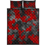 Black And Red Camouflage Print Quilt Bed Set