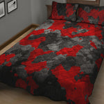 Black And Red Camouflage Print Quilt Bed Set