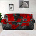 Black And Red Camouflage Print Sofa Cover