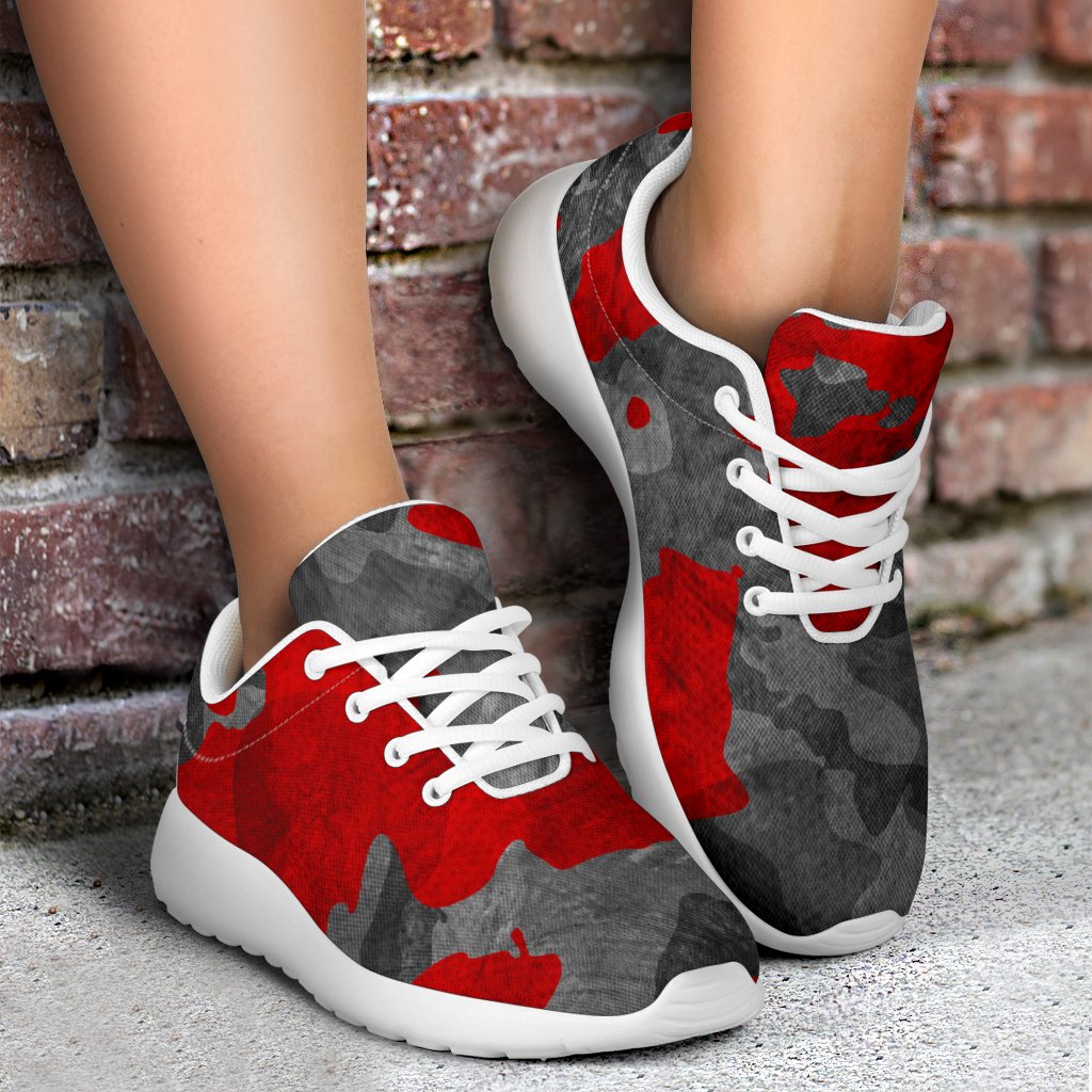 Black And Red Camouflage Print Sport Shoes GearFrost