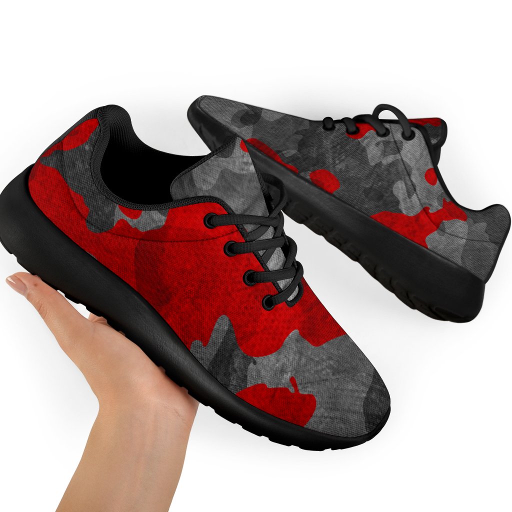 Black And Red Camouflage Print Sport Shoes GearFrost