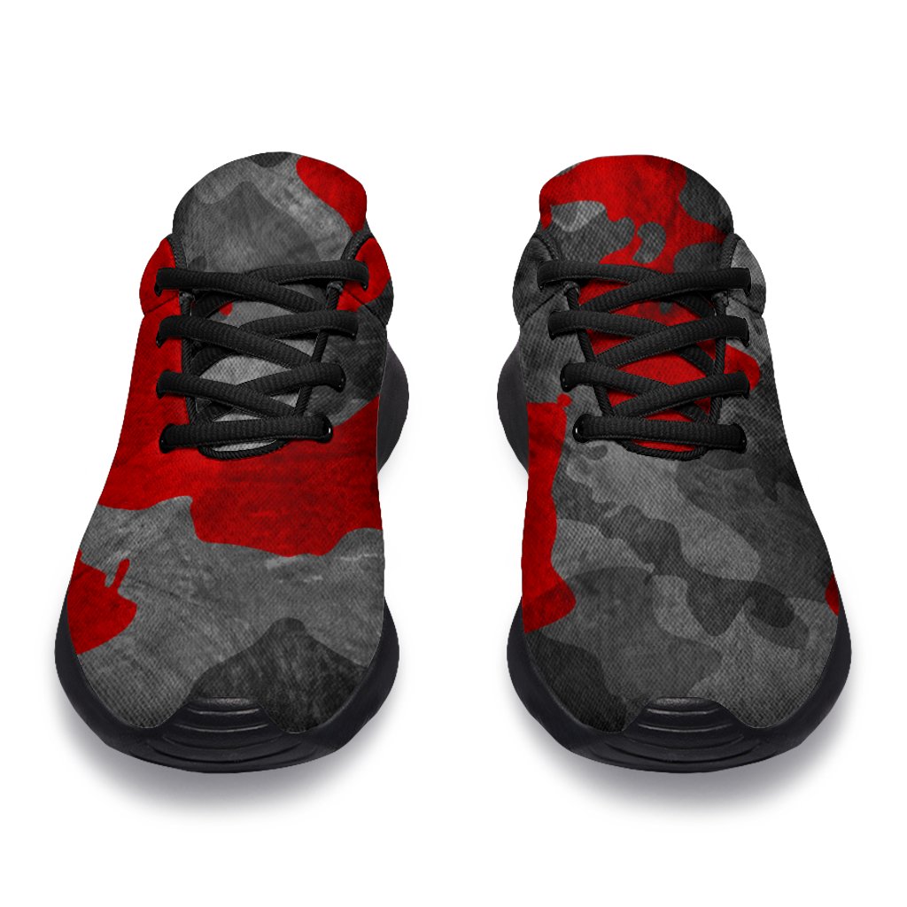 Black And Red Camouflage Print Sport Shoes GearFrost