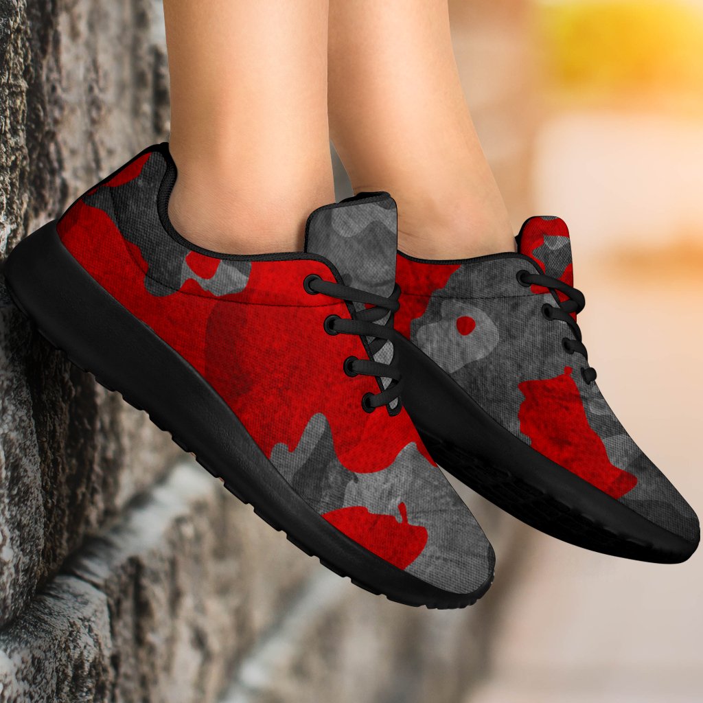 Black And Red Camouflage Print Sport Shoes GearFrost