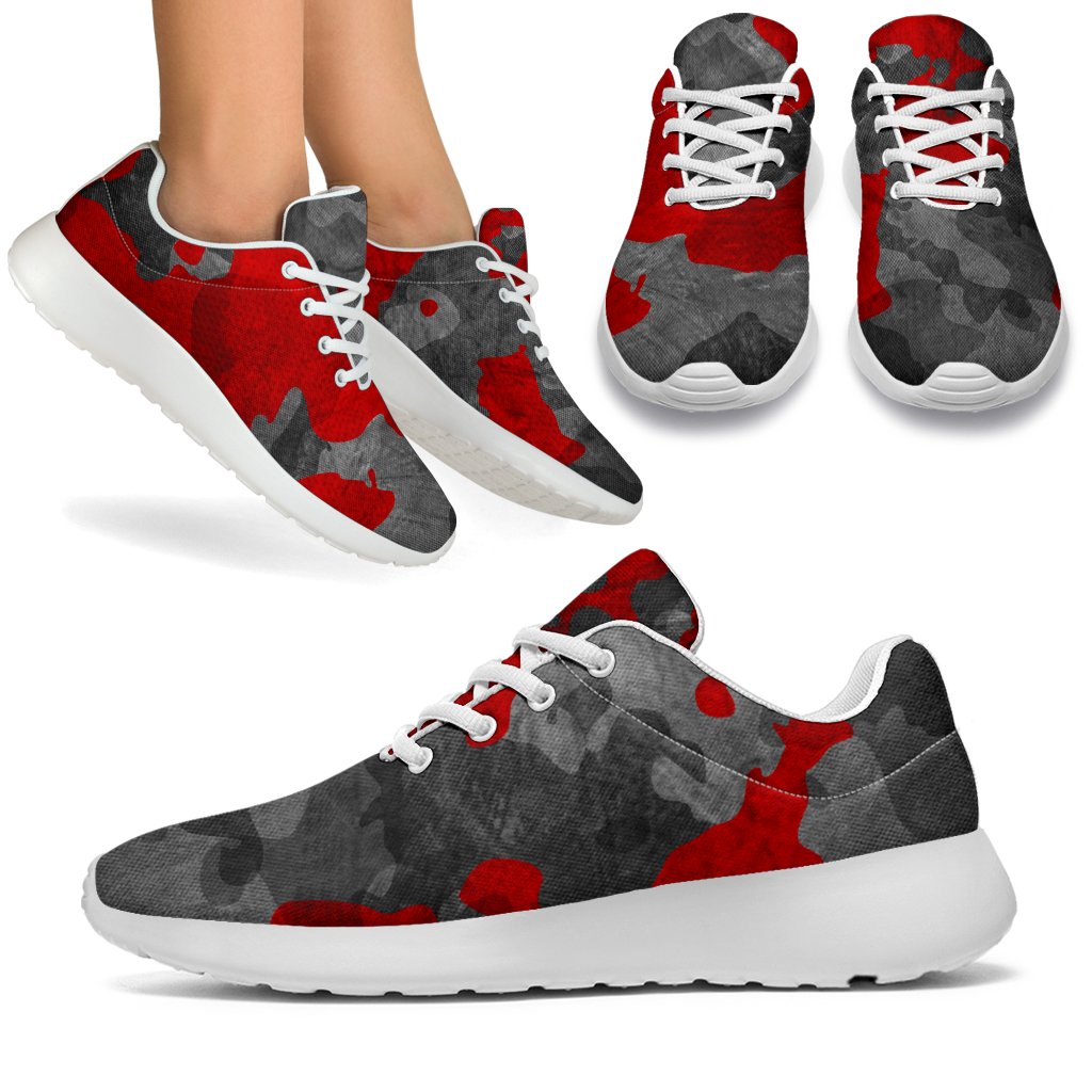 Black And Red Camouflage Print Sport Shoes GearFrost