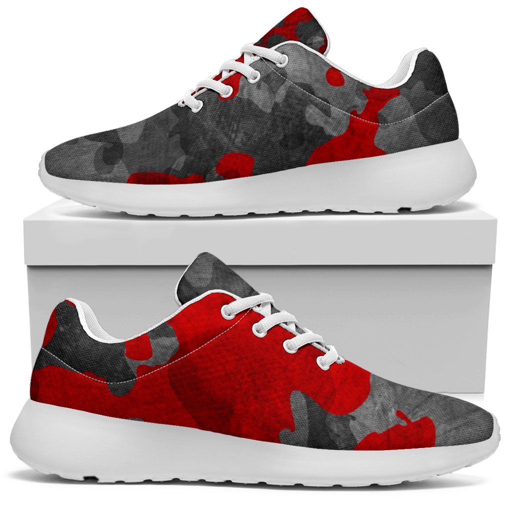 Black And Red Camouflage Print Sport Shoes GearFrost