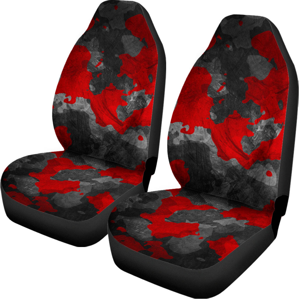 Black And Red Camouflage Print Universal Fit Car Seat Covers