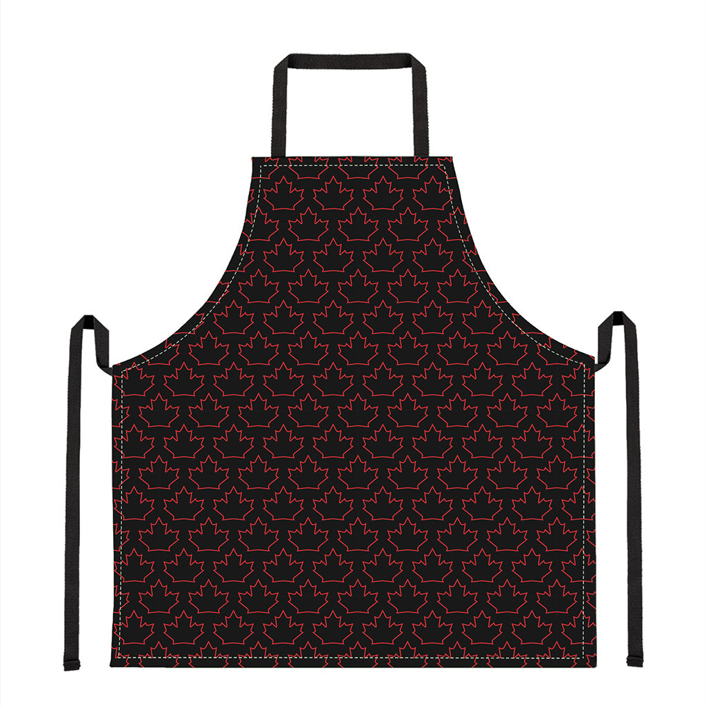 Black And Red Canadian Maple Leaf Print Apron