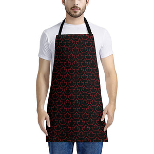 Black And Red Canadian Maple Leaf Print Apron