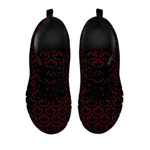 Black And Red Canadian Maple Leaf Print Black Sneakers