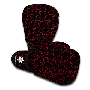 Black And Red Canadian Maple Leaf Print Boxing Gloves