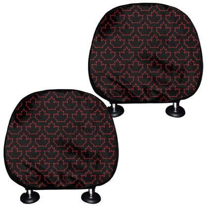 Black And Red Canadian Maple Leaf Print Car Headrest Covers