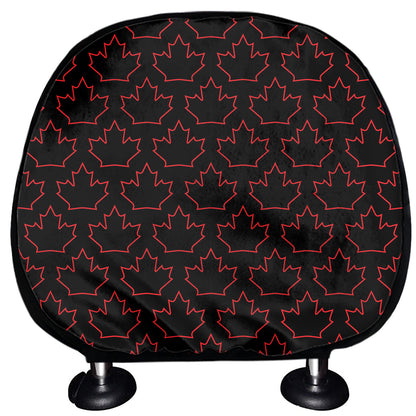 Black And Red Canadian Maple Leaf Print Car Headrest Covers