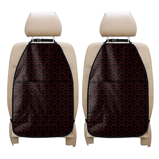 Black And Red Canadian Maple Leaf Print Car Seat Organizers