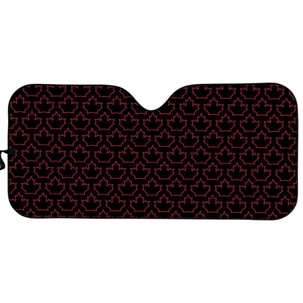 Black And Red Canadian Maple Leaf Print Car Sun Shade