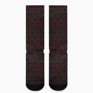 Black And Red Canadian Maple Leaf Print Crew Socks