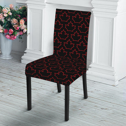 Black And Red Canadian Maple Leaf Print Dining Chair Slipcover