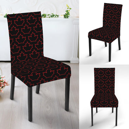 Black And Red Canadian Maple Leaf Print Dining Chair Slipcover