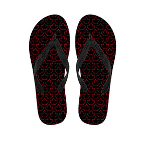 Black And Red Canadian Maple Leaf Print Flip Flops