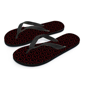 Black And Red Canadian Maple Leaf Print Flip Flops