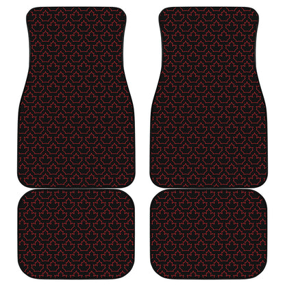 Black And Red Canadian Maple Leaf Print Front and Back Car Floor Mats