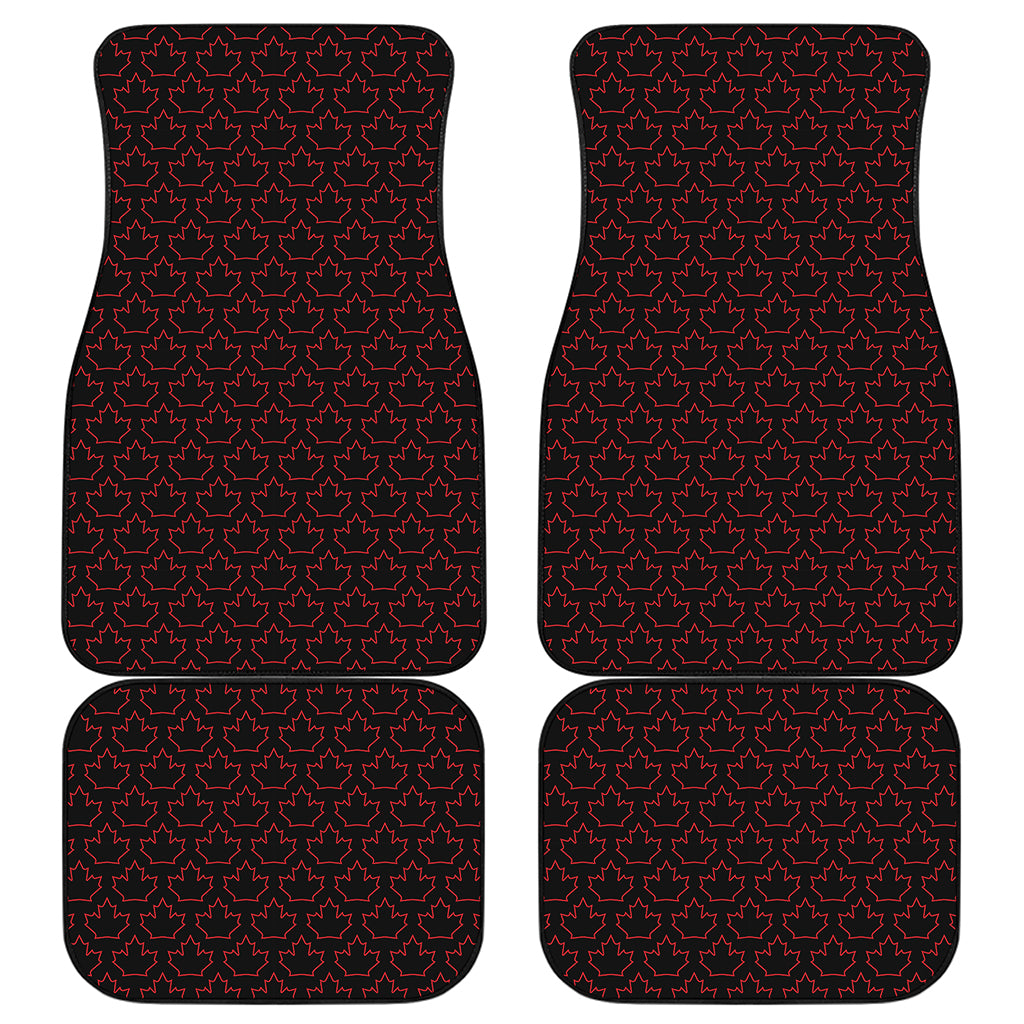 Black And Red Canadian Maple Leaf Print Front and Back Car Floor Mats