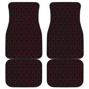 Black And Red Canadian Maple Leaf Print Front and Back Car Floor Mats