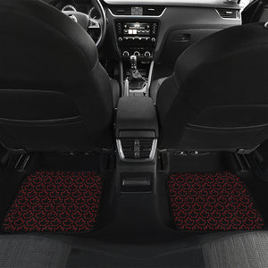 Black And Red Canadian Maple Leaf Print Front and Back Car Floor Mats